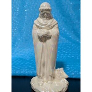 Holland Mold Nativity STANDING SHEPHERD W SHEEP White‎ Glaze Ceramic Vintage
